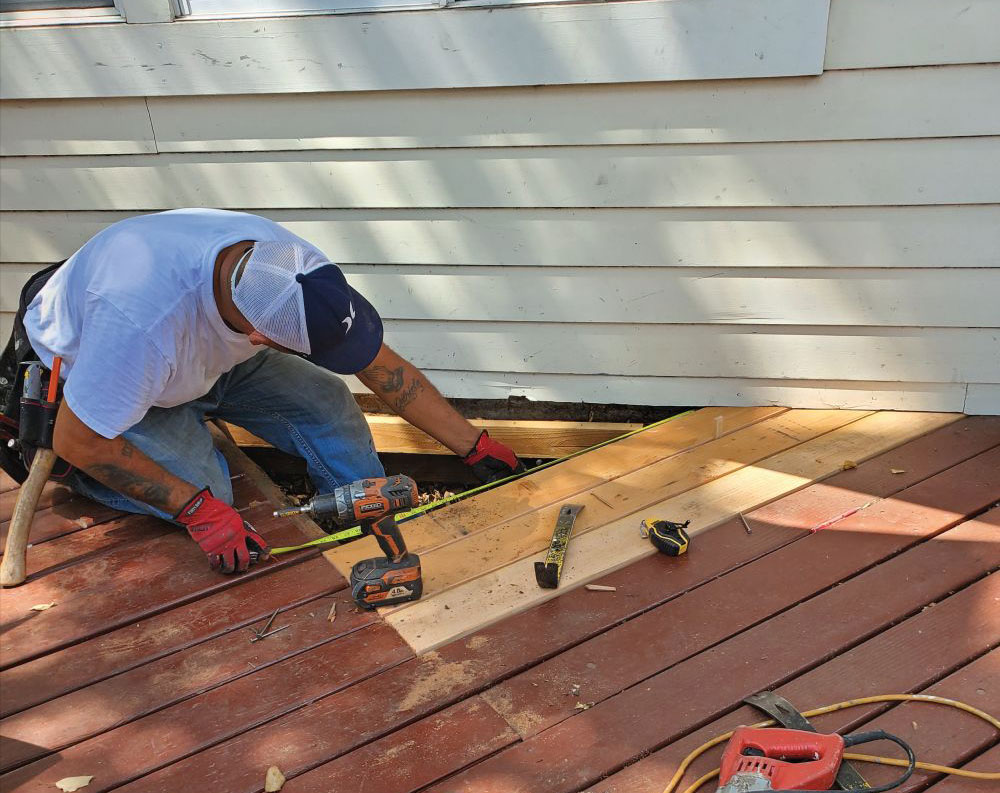Repairs on a deck of a home